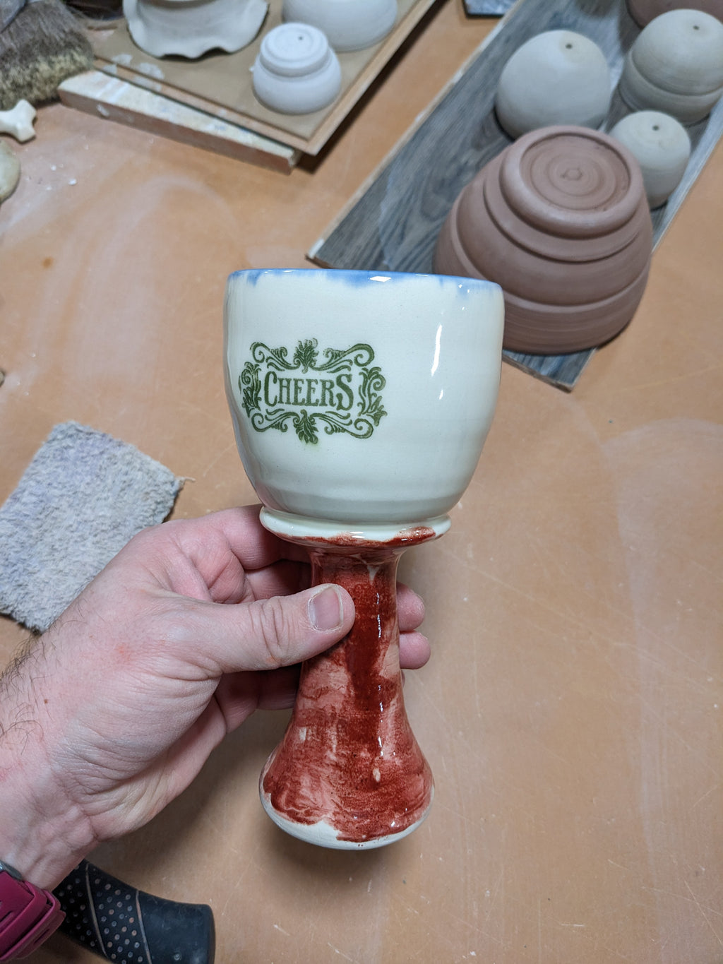 Cheers Goblet Red White Blue