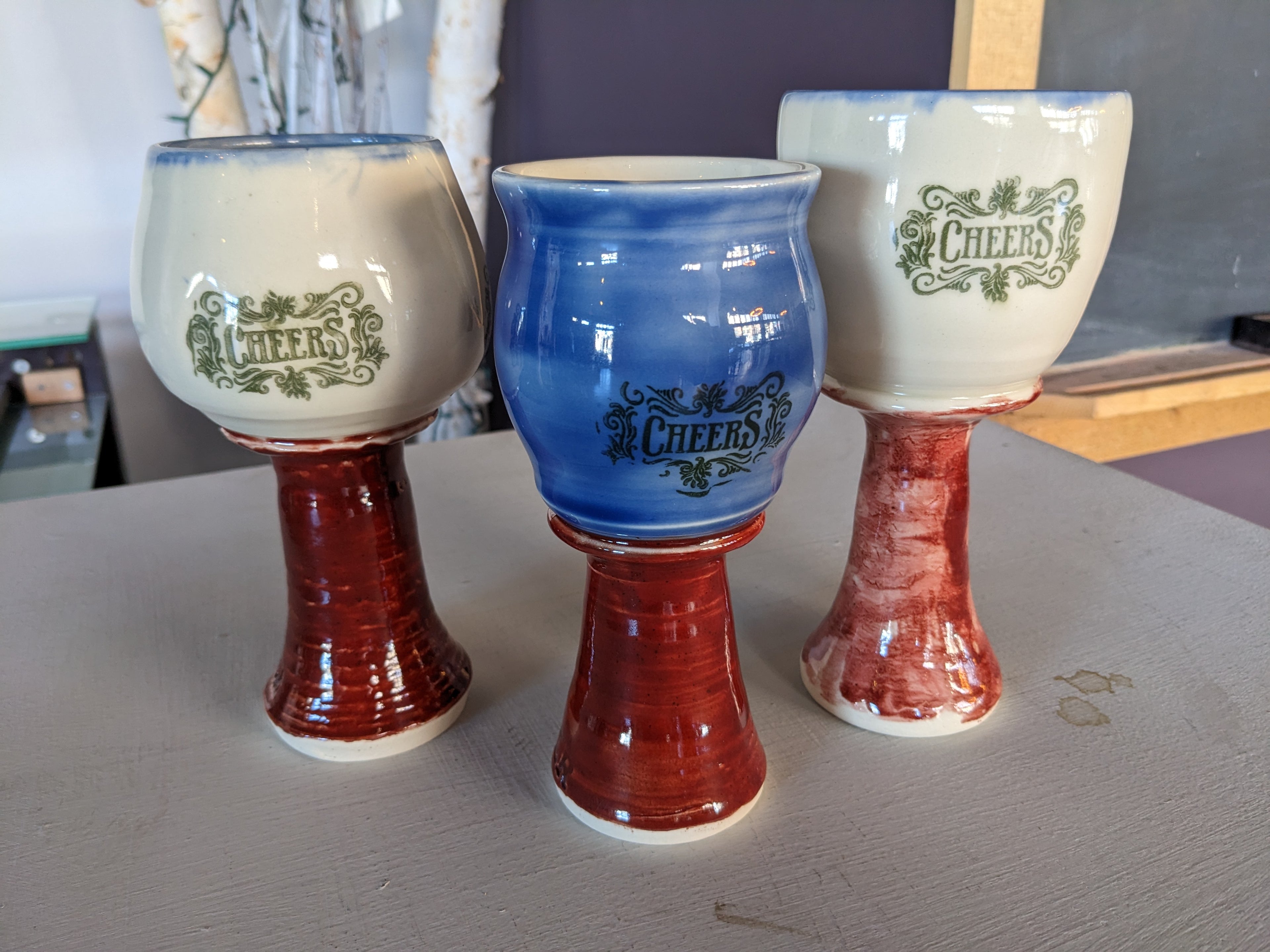 Cheers Goblet Red White Blue